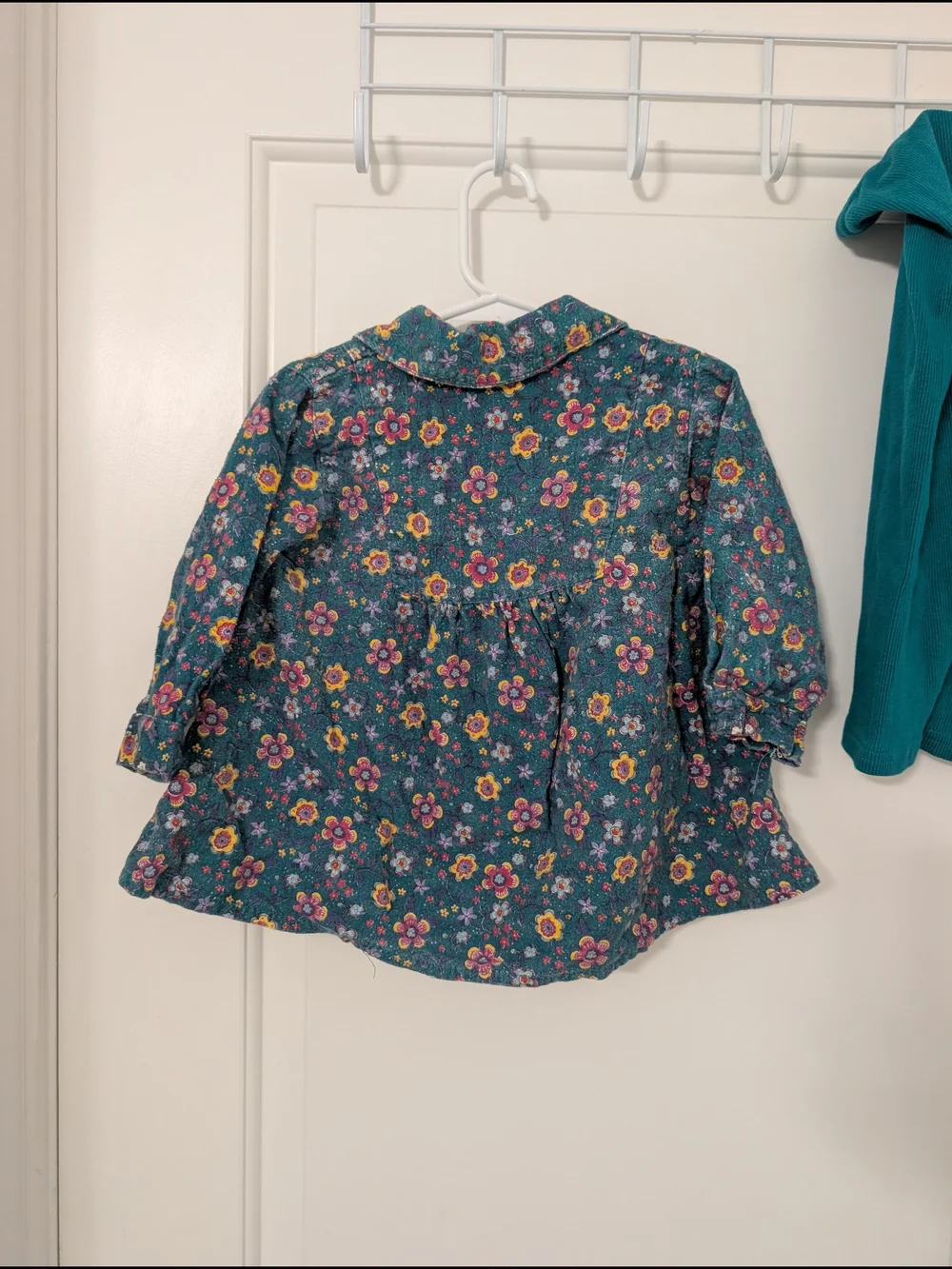 Vintage CIRCO 18M Floral Corduroy Dress & Teal Leggings Outfit Set